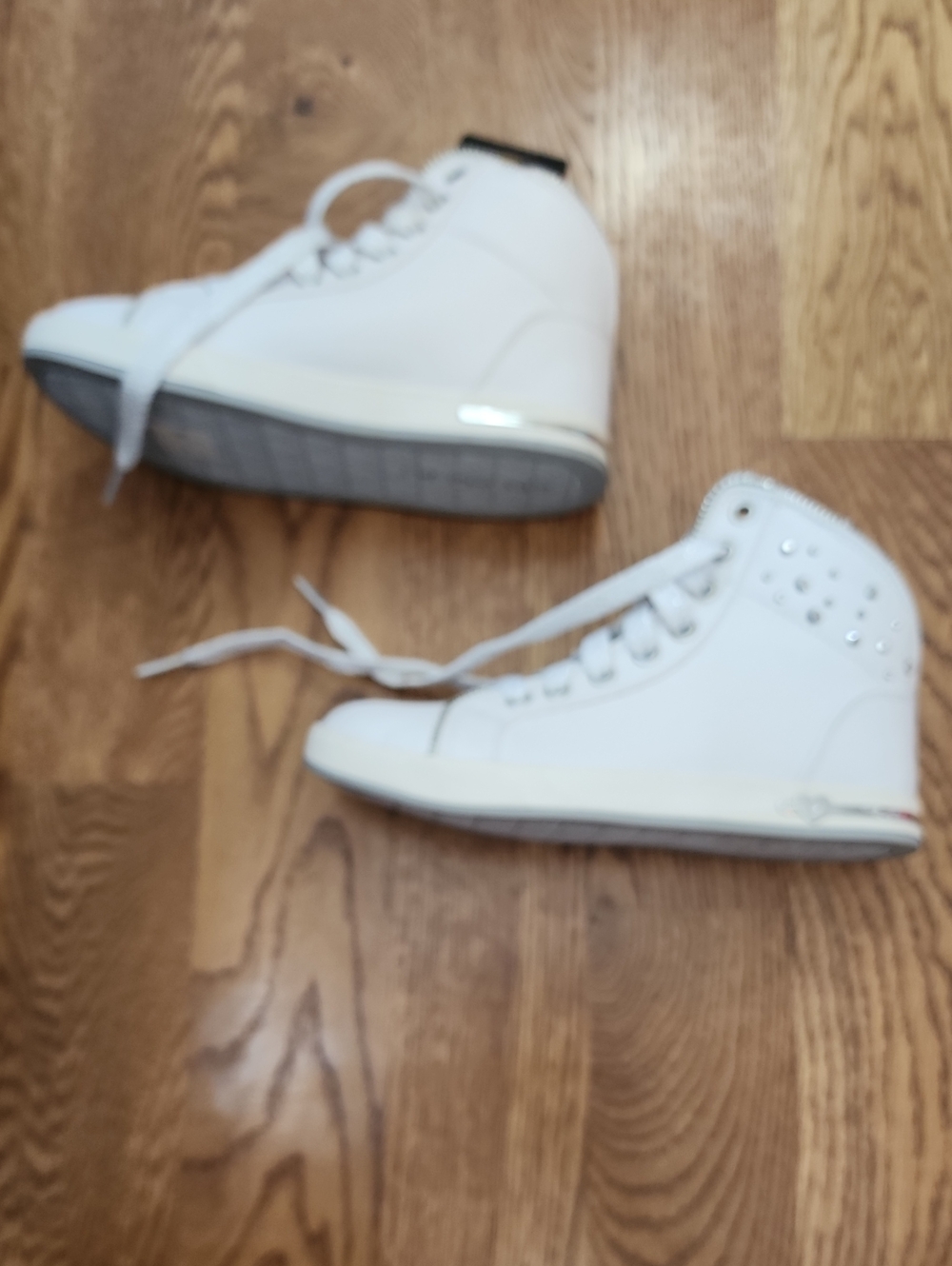 NIB Skechers Girls Shoutouts Zipper Fancy High Top Sneakers White Silver Size 3 - Picture 6 of 11